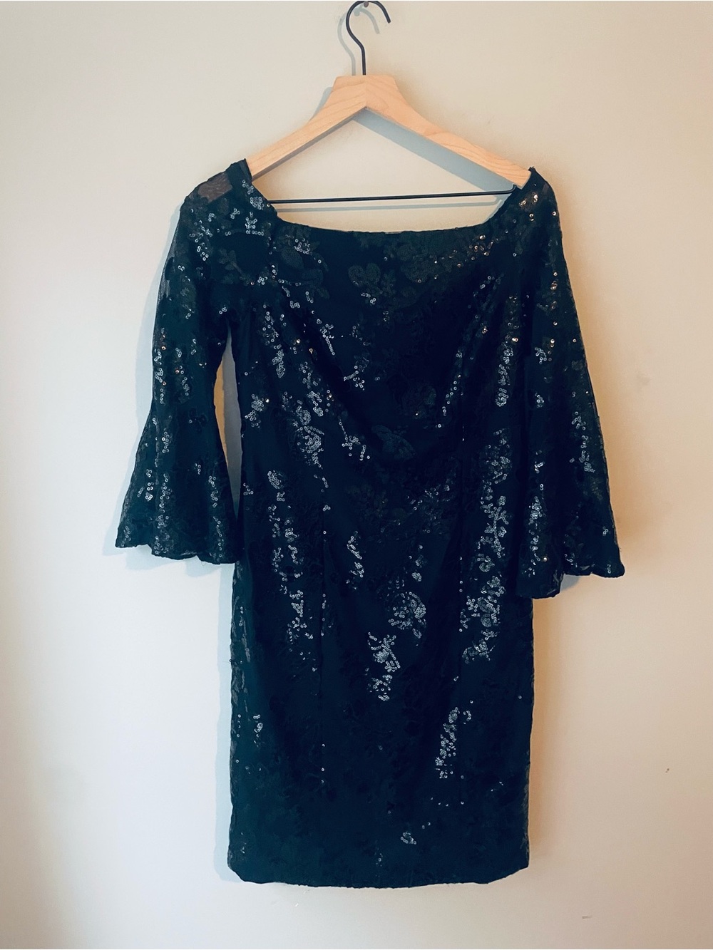 Lauren Ralph Lauren Sequin Bell Sleeve Cocktail Dress